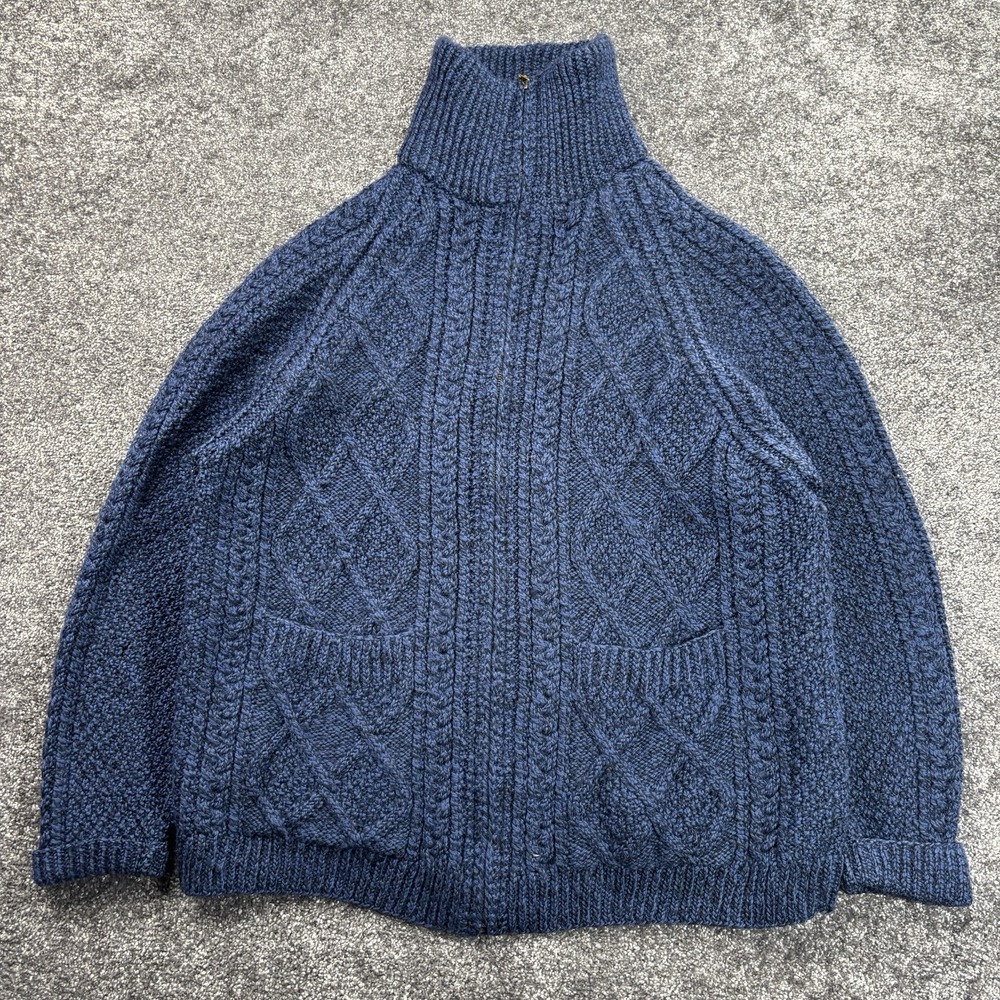 Carraig Donn 100% Merino Wool‎ Cable Knit Cardigan Sweater Womens XL Blue Zip Up - Picture 2 of 10
